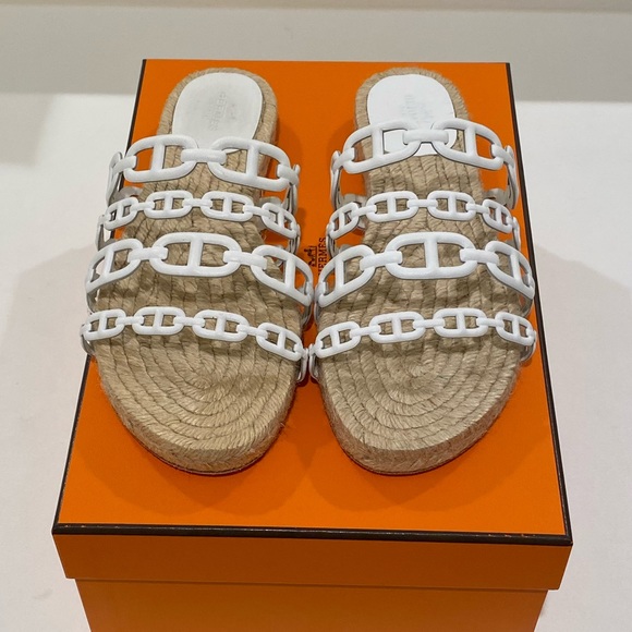 🆕 Hermés Ancone Rivage Espadrille Blanc White 37 - Picture 2 of 5